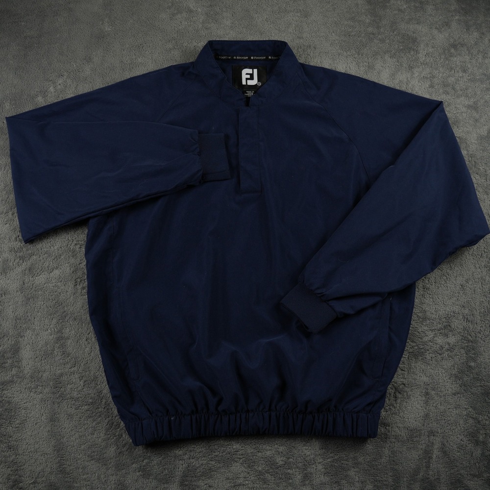 FootJoy Pullover Windshirt Mens S Blue Snap Mock Neck Raglan Long Sleeve Golf - Picture 2 of 8